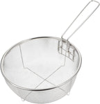 Stainless Steel Deep Fry Basket, 9inch Round Wire Fryer Basket for Frying Serving Food, French Chip Frying Basket with Folding Handle for Kitchen Frying (9Inch/Round)