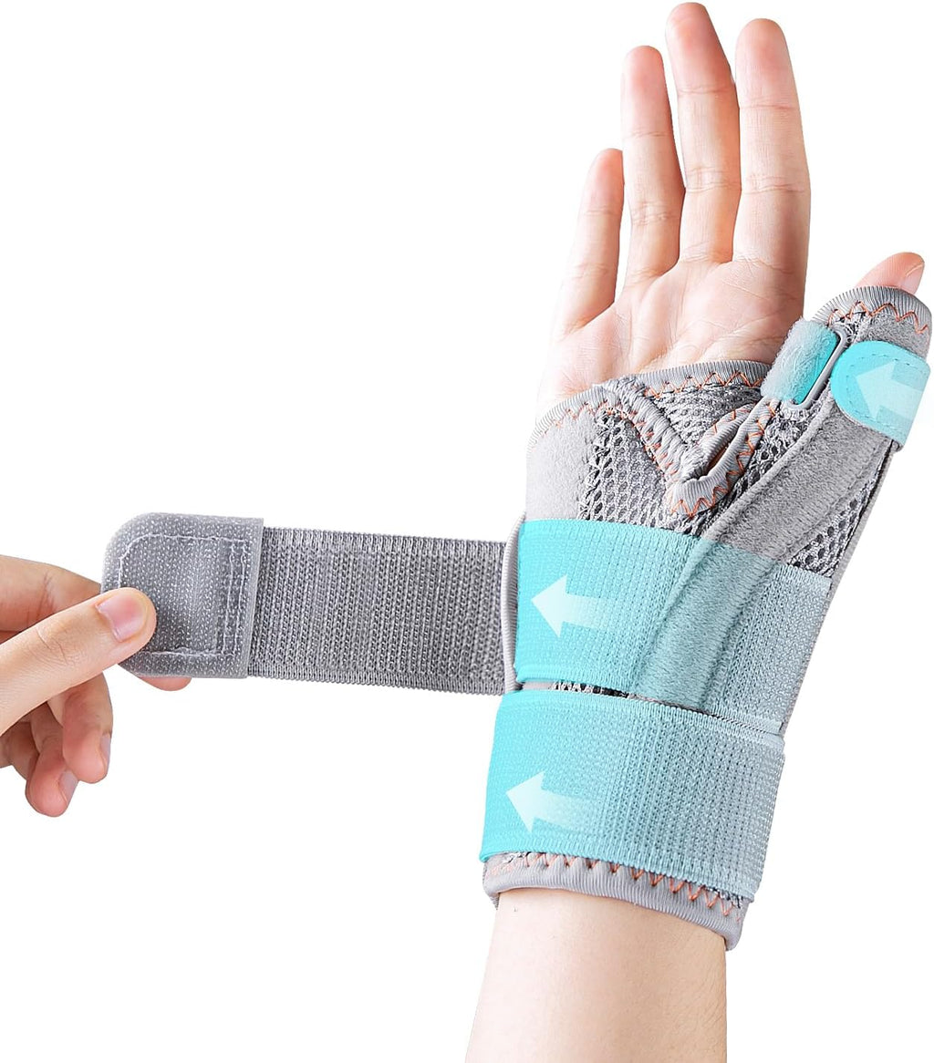 CURECARE New Upgraded Thumb Spica Splint, Comfortable Thumb Brace for Right & Left Hand, Universal Size Thumb Support for Arthritis, Tenosynovitis, CMC Joint Repetitive Injuries (Grey)
