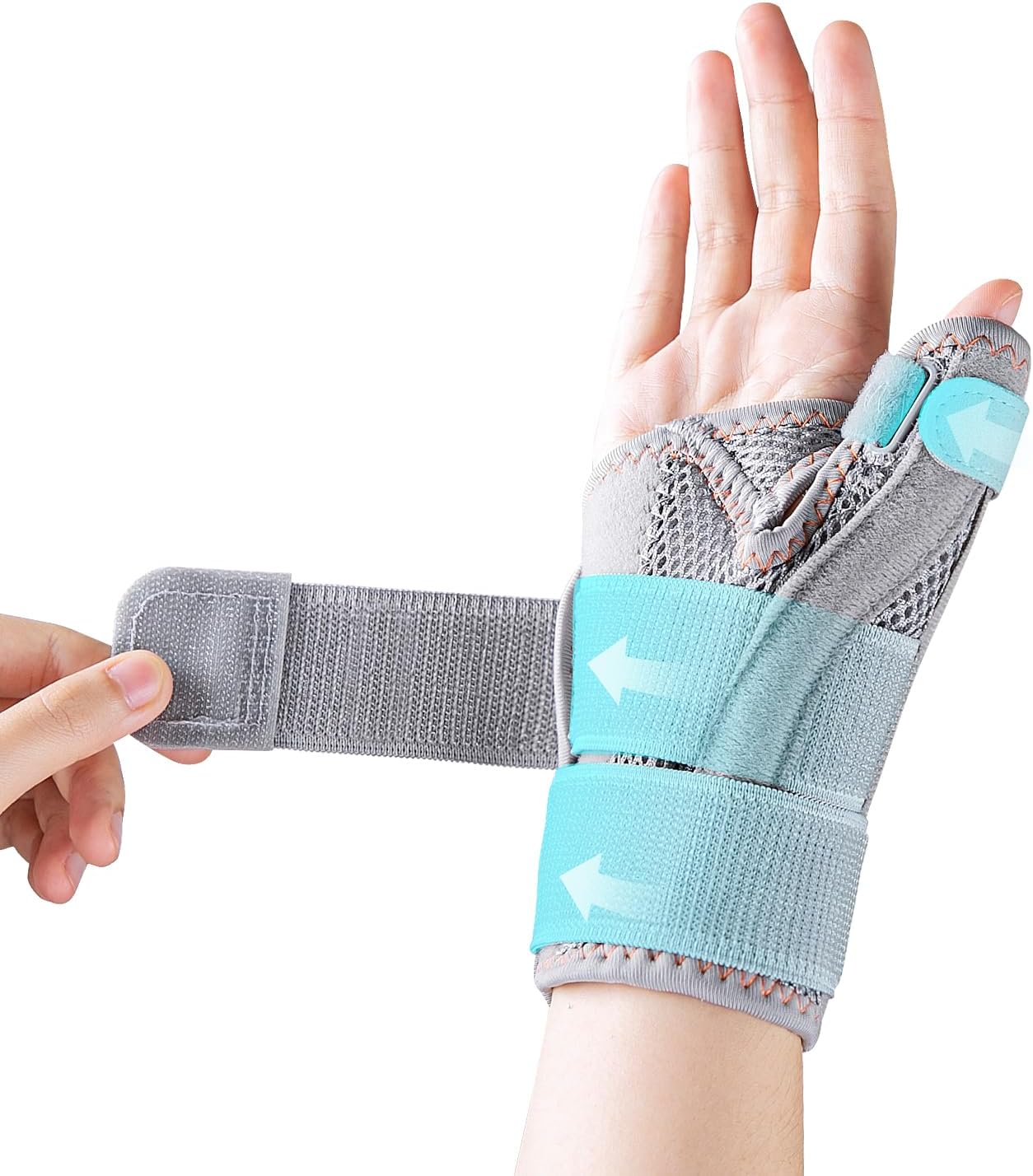CURECARE New Upgraded Thumb Spica Splint, Comfortable Thumb Brace for Right & Left Hand, Universal Size Thumb Support for Arthritis, Tenosynovitis, CMC Joint Repetitive Injuries (Grey)