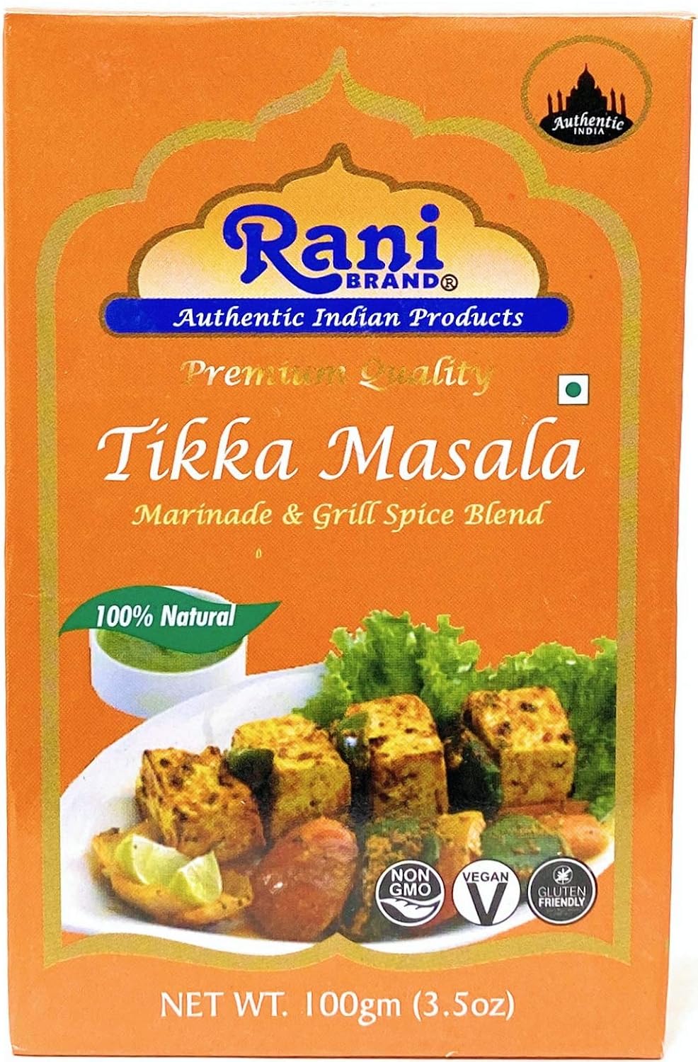 Rani Tikka Masala Indian 7-Spice Blend 3.5oz (100g) ~ All Natural | Salt-Free | Vegan | No Colors | Gluten Friendly | NON-GMO | Indian Origin
