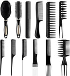 12 Pieces Hair Brush Comb Set Paddle Detangling Hairbrush Massage Roller Black Styling Hair Comb for Women Men Wet Dry Curly Straight Hair