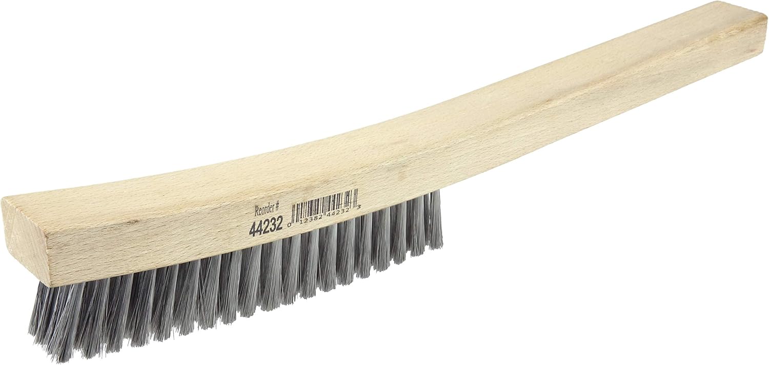 Weiler 44232 Plater's Brush, Stainless Steel Fill, 4 X 19 Rows, Curved Handle, Made in The USA (Pack of 12)