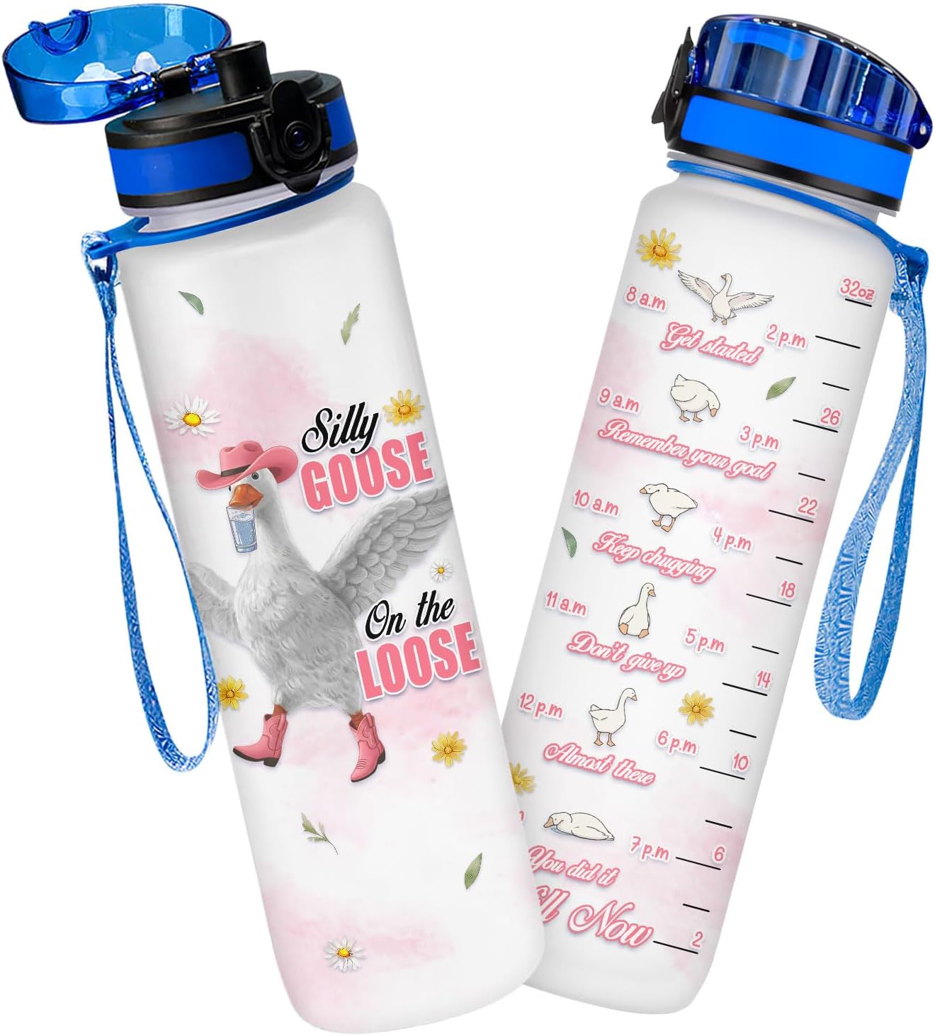 Silly Goose Water Bottle 32oz – Funny Goose Meme Hydration Bottle, Cute Animal Gift for Goose Lovers, Daily Motivation Drink Water Bottle