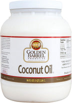 Golden Barrel Refined Coconut Oil - USA-Sourced, Food-Grade, All Natural Coconut Oil for Cooking & Baking - Non-Hydrogenated & Unscented - Also Used for Skin Care, Hair, & Soap Making, 96 oz Bulk Size