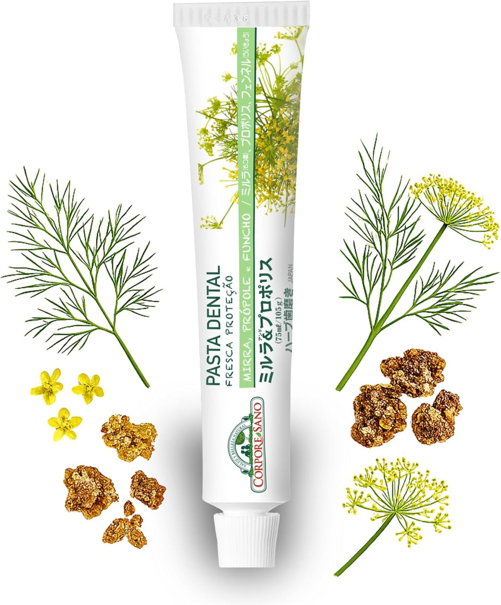 Corpore Sano Fresh Protection Toothpaste-Myrrh,Propolis & Fennel-Imported from Spain-75 ml/2.5 fl oz