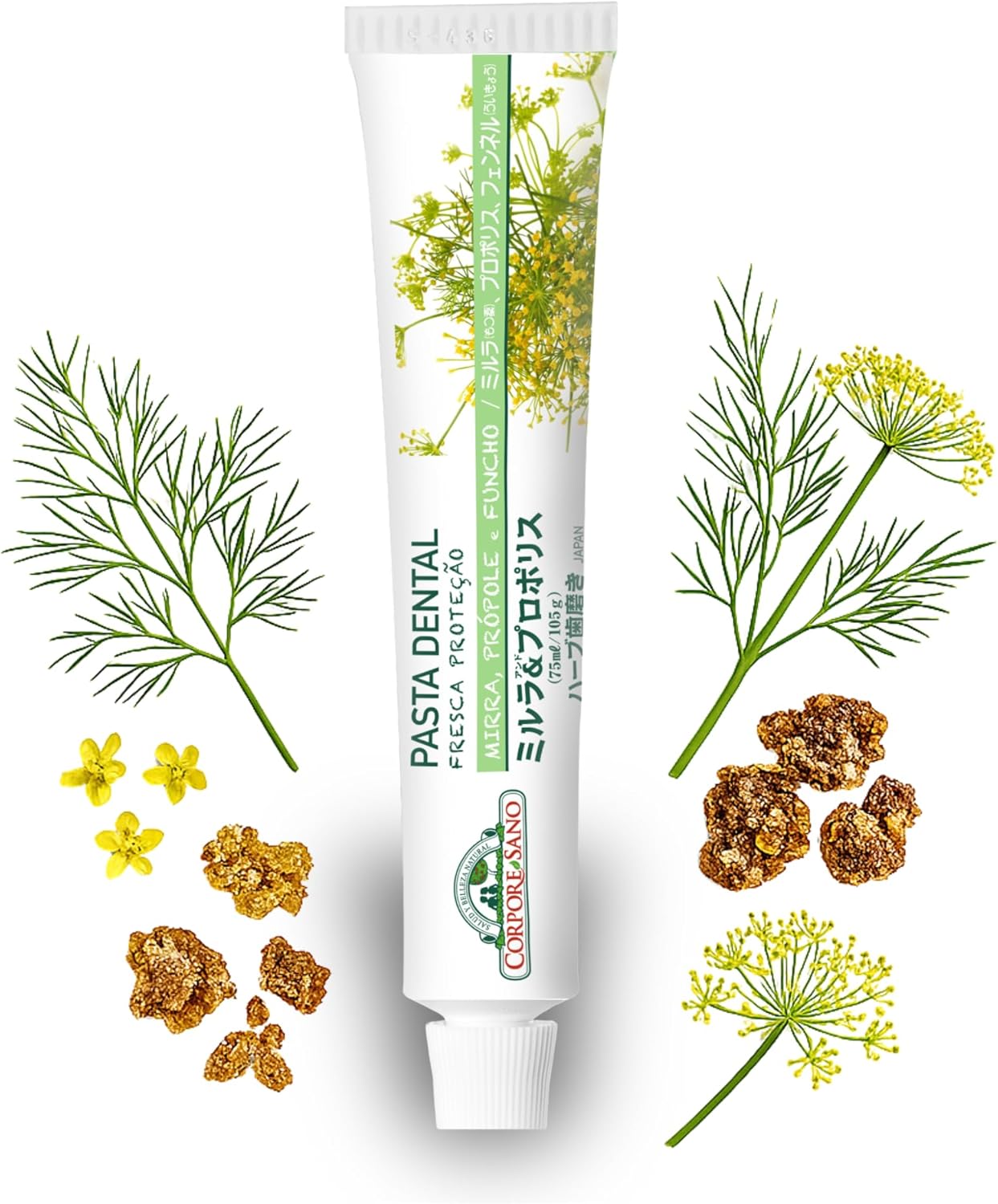 Corpore Sano Fresh Protection Toothpaste-Myrrh,Propolis & Fennel-Imported from Spain-75 ml/2.5 fl oz