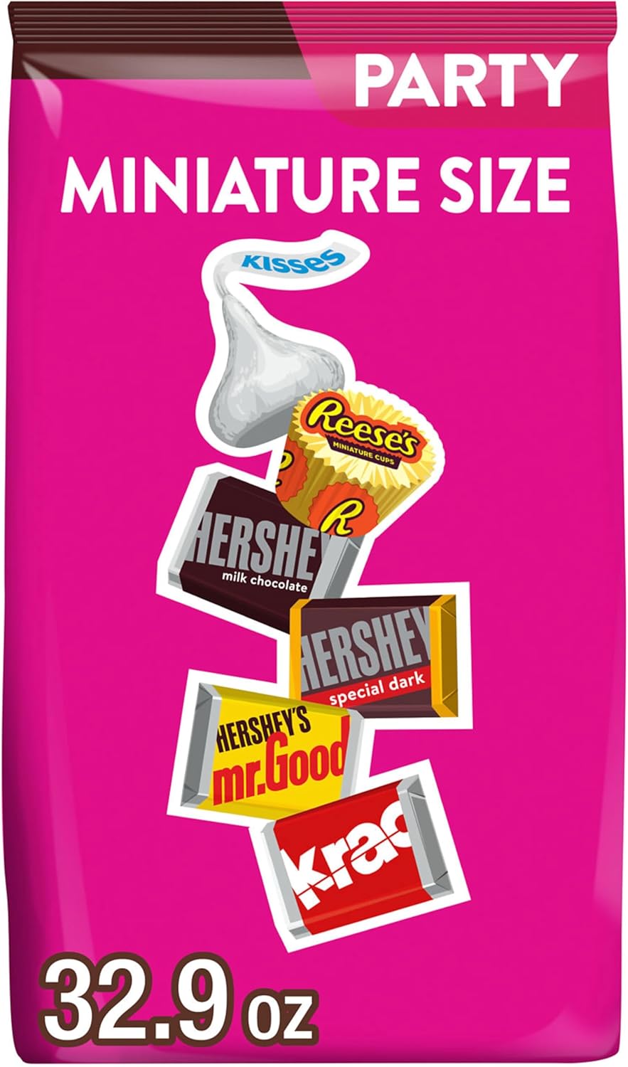 HERSHEY'S and REESE'S Miniatures Assorted Chocolate Candy Party Pack, 32.9 oz