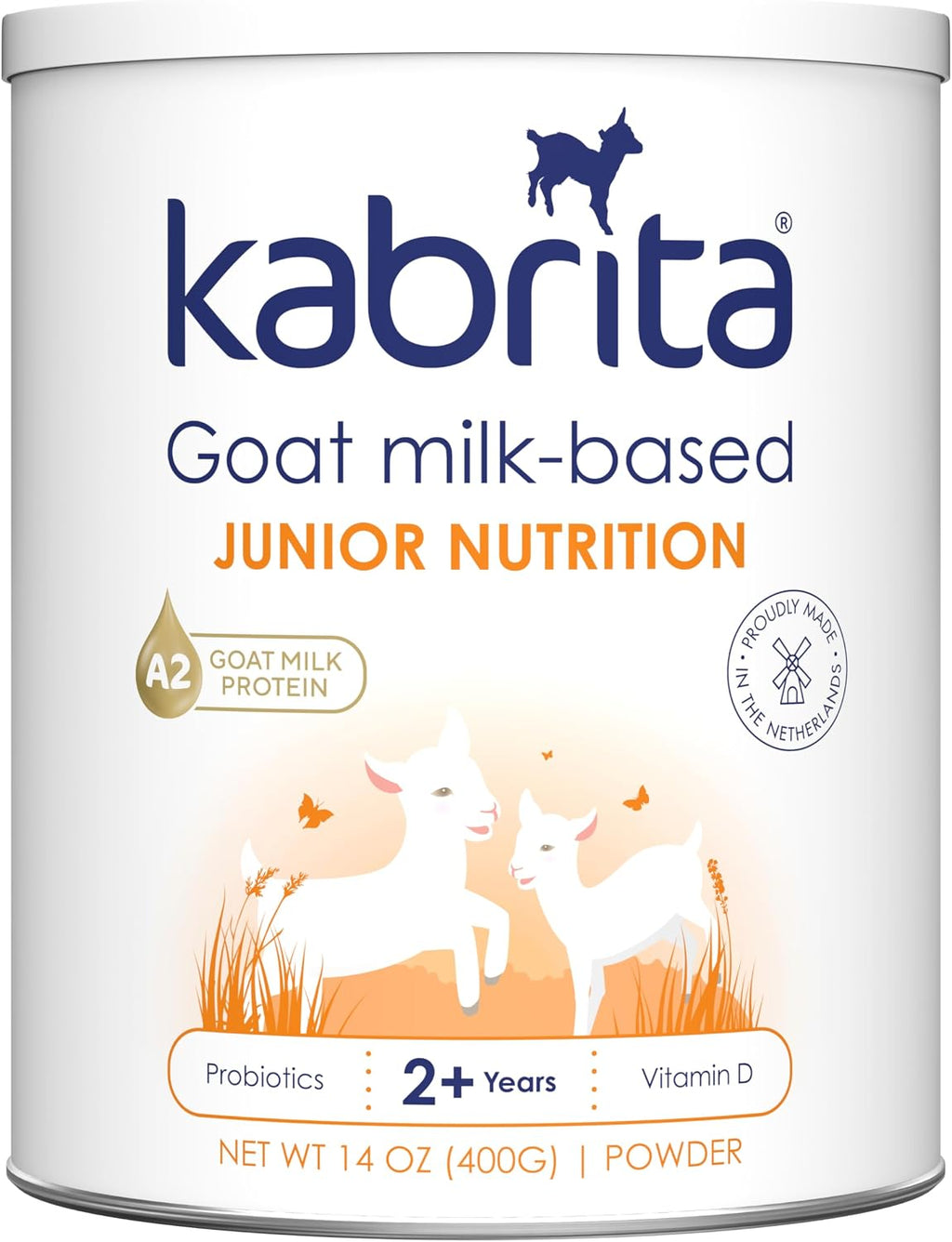 Kabrita Junior Goat Milk Powder for Kids - Easy to Digest Powdered Goat Milk Ages 2-7 - Immunity Boosting Containing Vitamin C, D, E, Protein & Calcium - Non-GMO Gentle on Sensitive Tummies - 14Oz