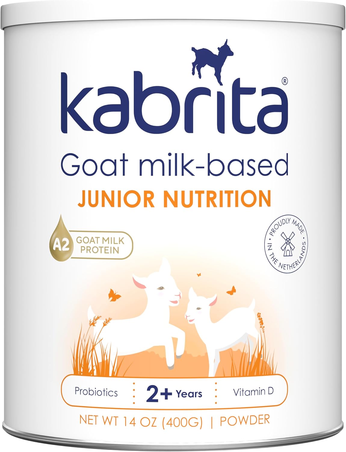 Kabrita Junior Goat Milk Powder for Kids - Easy to Digest Powdered Goat Milk Ages 2-7 - Immunity Boosting Containing Vitamin C, D, E, Protein & Calcium - Non-GMO Gentle on Sensitive Tummies - 14Oz