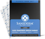 Saniderm Tattoo Aftercare Bandage 3 Sheets (Large Pack, 8 in x 10 in) – Convenient, Faster Tattoo Healing and Protection – Sterile, Waterproof, and Latex-Free