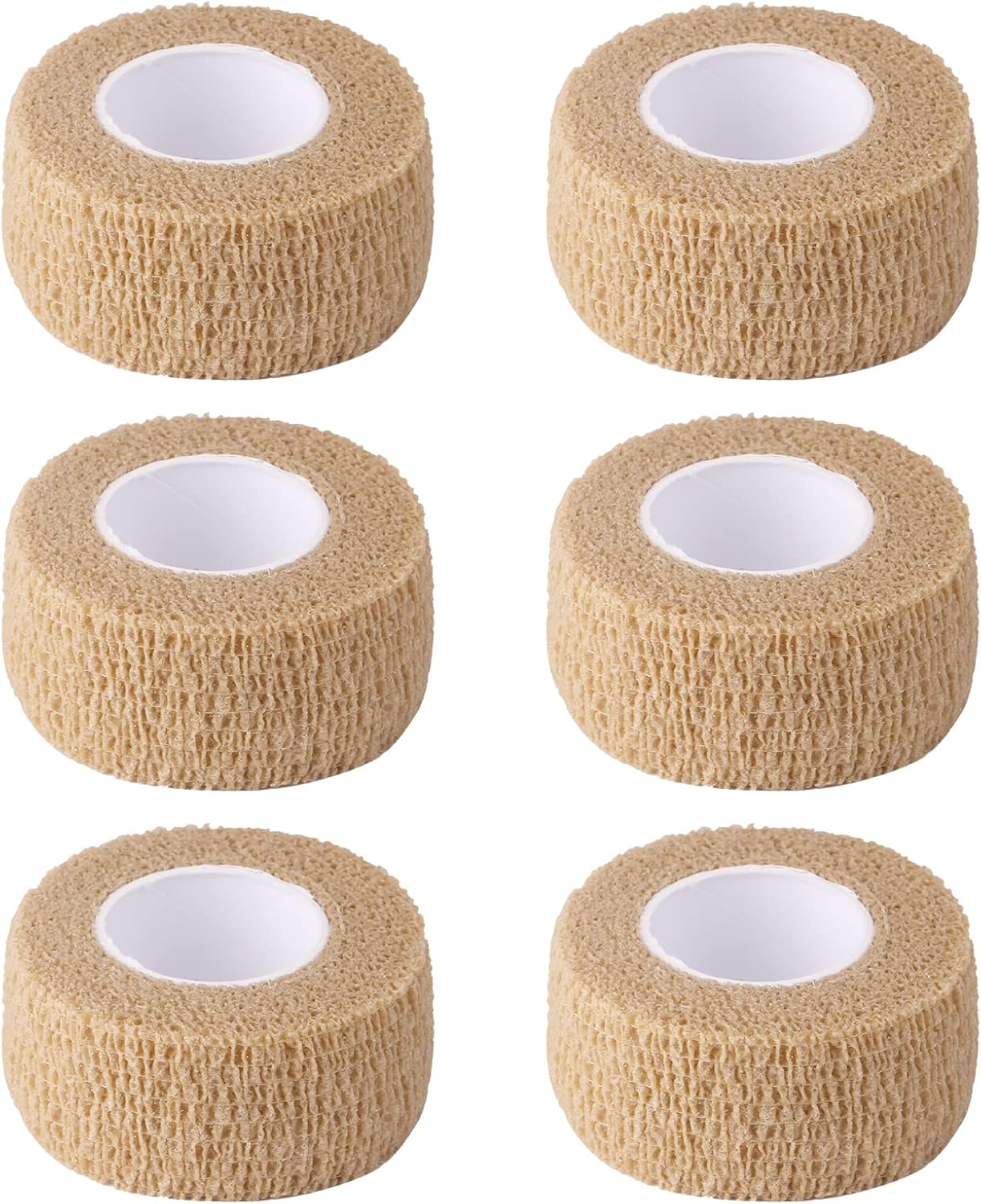 6pc-1 Inch Wide Skin Colour Elastic Self- Adhesive Bandage Finger Tape,Wrap Bandages, for Wrist and Ankle for Chair and Table Legs to Reduce Friction and Noise