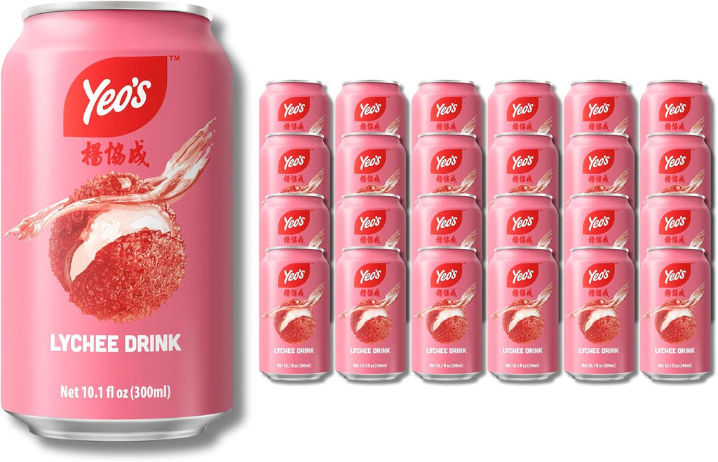 Yeo’s Lychee Drink 10.1 fl oz – Sweet Tropical Lychee Fruit Beverage, Ready to Drink, Serve Chilled or Over Ice (Pack of 24 Cans)