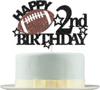 Football Happy 2nd Birthday Cake Topper - Football/Sport Theme Birthday Party Decorations for Boys - Two Years Birthday Party Supplies