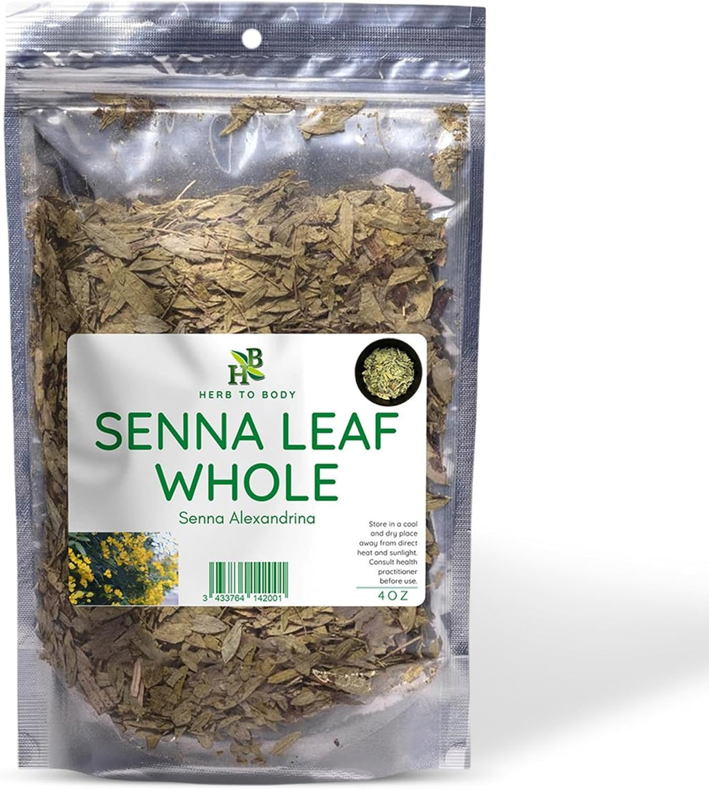 Herb To Body Senna Leaf Whole – 4 oz, Wildcrafted Dried Leaves for Senna Tea, Herbal Laxative for Natural Elimination & Gut Wellness Uses