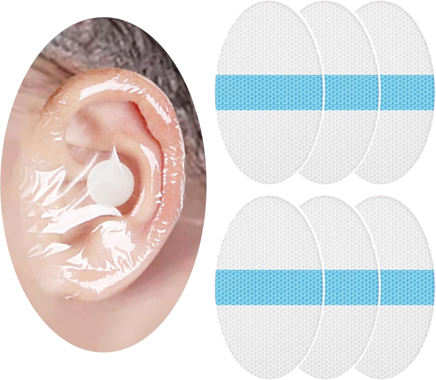 saicheek 60-Pack Upgarde Silicon-Gel Material Easy to Take Off Baby Ear Covers with Cotton Ball,Baby Shower Cap Ear Protection for Kids,Water-proof Ear Stickers for Bath Swimming (60Pcs)