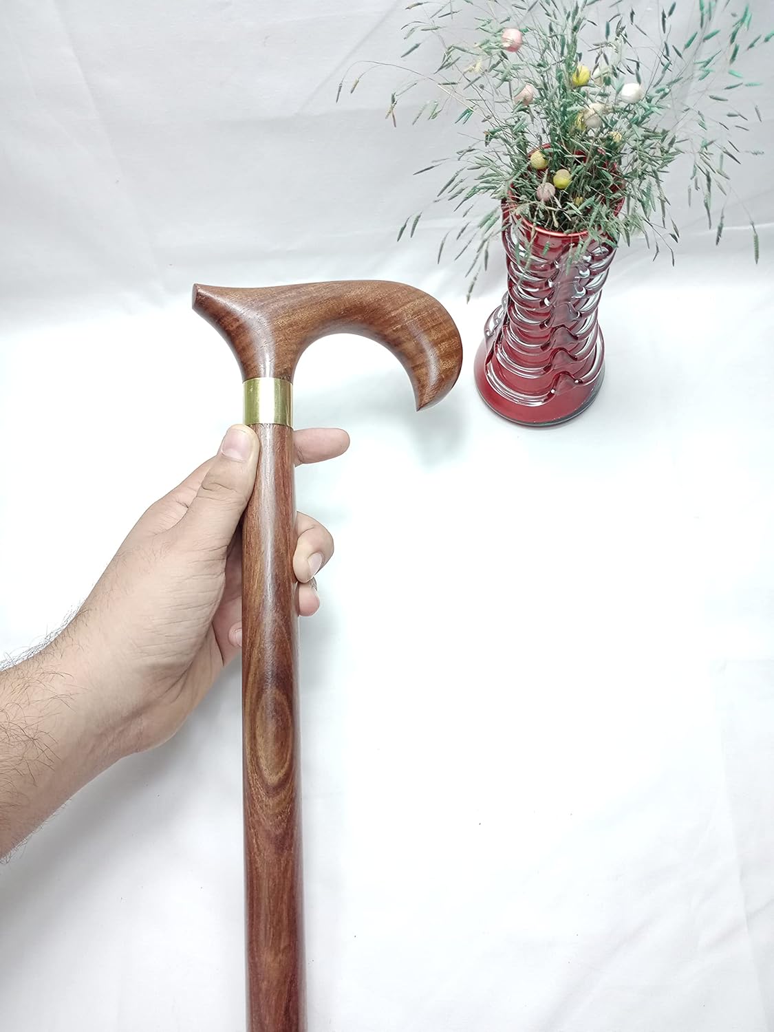 Lotus International Walking Stick Natural (Most Precious Wood , 𝐌𝐈𝐒𝐇𝐓𝐎 Wood) Handcrafted Cane Brown Walking Stick for Dad on Christmas Sailor's Gift, Natural Brown, 36''