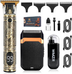 Hair Trimmer for Men, Electric Shaver, Nose Hair Trimmers, Professional Shaving Set, Cordless Hair Clippers, T-Blade Beard Trimmer, Men's Grooming Kit. (Bronze)