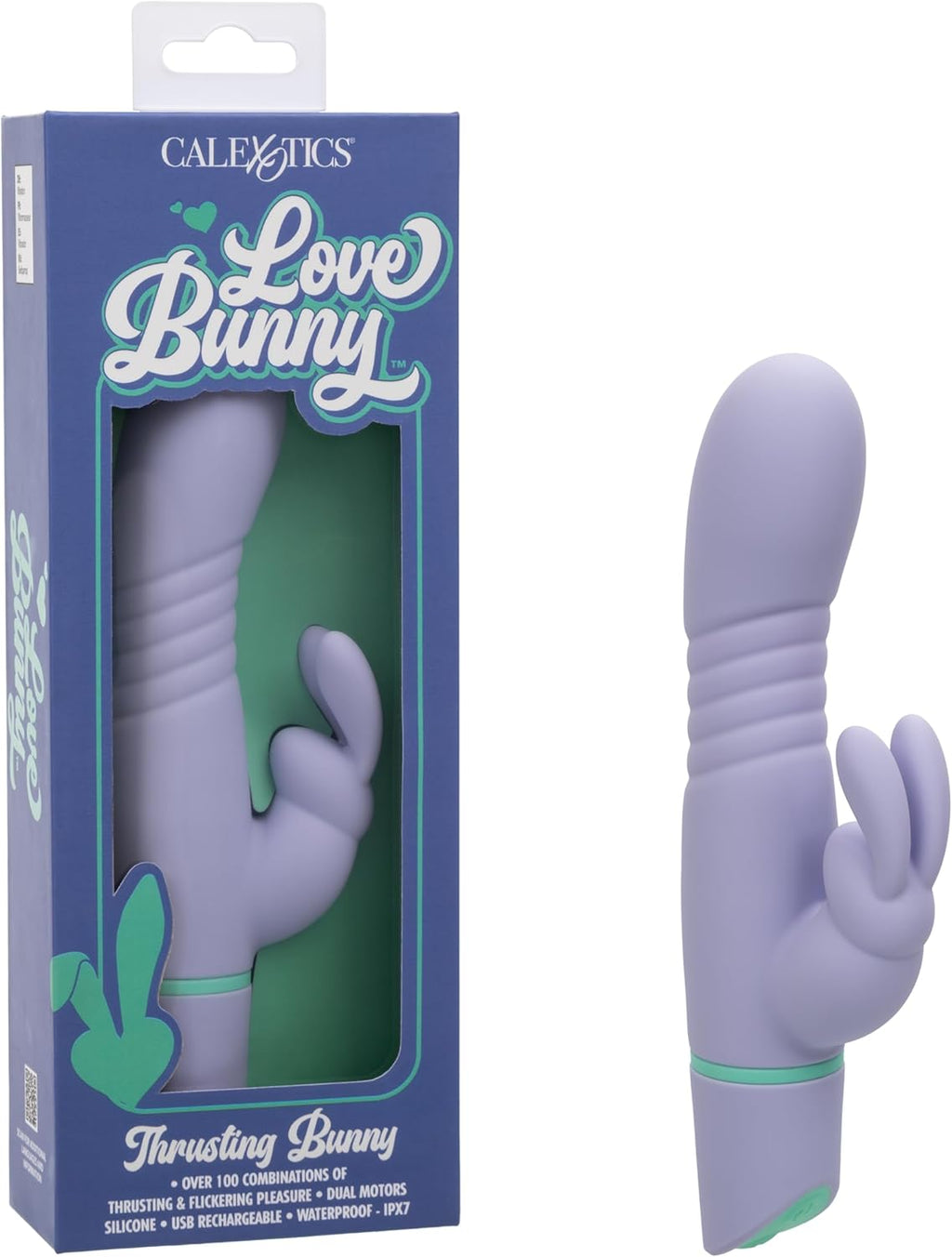 CalExotics Love Bunny Thrusting Bunny Waterproof Silicone Rechargeable Rabbit Vibrator Purple - SE-0619-60-3