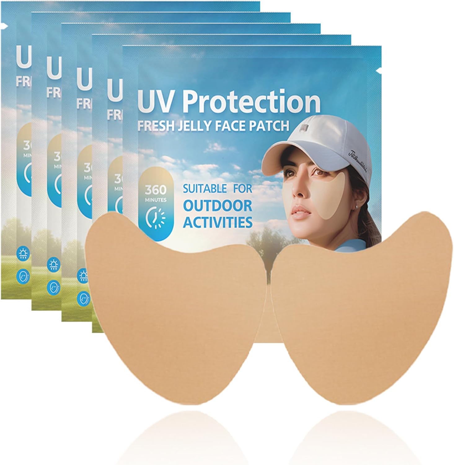 5 Pairs UV Protection Face Patch, Sunscreen Face Patch for Golf Sunscreen Patches, UV Protection, Lifting, Hydrating Sunl Protective Stickers for Summer Outdoor Activities Golf Accessories