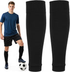 Black Pre Cut Socks, Cut Socks Soccer Leg Sleeves for Men, Elastic Soccer Shin Guard Sleeves for Sports, Shin Sleeve for Football, Basketball, Baseball