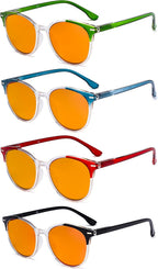 Eyekepper 4-pack Round Reading Glasses Blue Light Blocking Women Orange Tinted +1.75