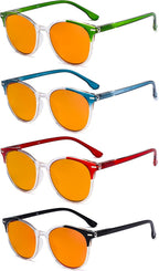 Eyekepper 4-pack Round Reading Glasses Blue Light Blocking Women Orange Tinted +1.00