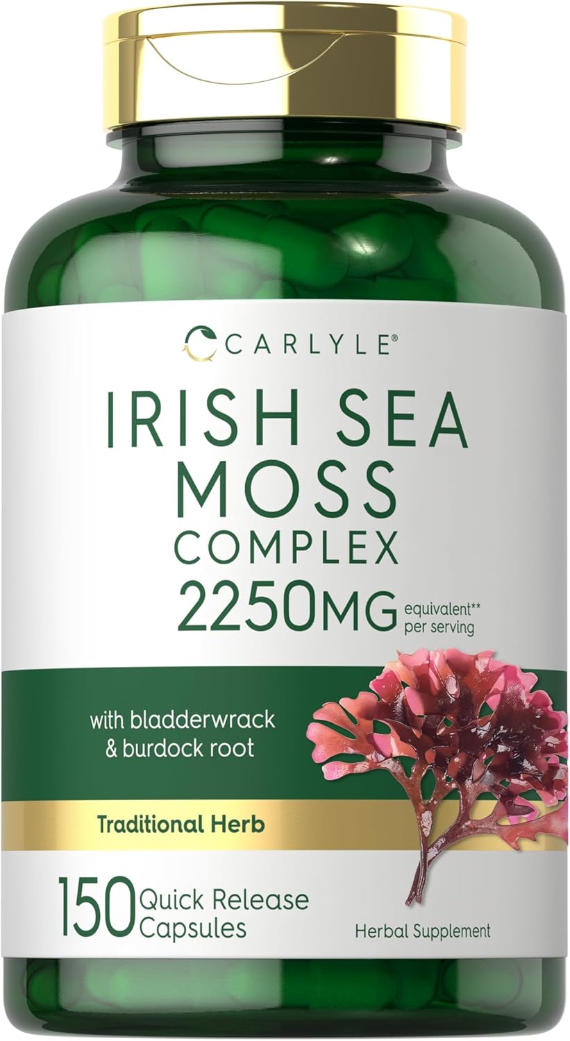 Carlyle Irish Sea Moss Capsules | 150 Count | Complex Formula with Bladderwrack & Burdock Root | Non-GMO & Gluten Free