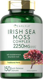 Carlyle Irish Sea Moss Capsules | 150 Count | Complex Formula with Bladderwrack & Burdock Root | Non-GMO & Gluten Free