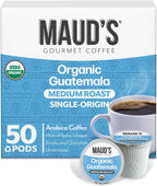 Maud's Organic Guatemalan Coffee Pods, 50 ct, Single Origin Guatemalan Medium Roast Coffee in Single Serve Pods – 100% Arabica Beans, Compatible with Keurig K Cups Maker