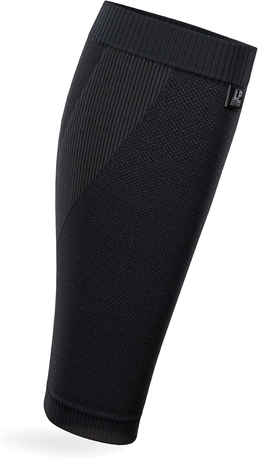 LP SUPPORT 270Z Calf Compression Sleeve for Men Women Youth, Delay Soreness, Calf Muscle Strain, Shin Splints and Varicose Veins, (Black - Small) (Pack of 1)