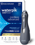 Waterpik Cordless Advanced 2.0 Water Flosser For Teeth, Gums, Braces, Dental Care With Travel Bag and 4 Tips, ADA Accepted, Rechargeable, Portable, and Waterproof, Gray WP-587, Packaging May Vary