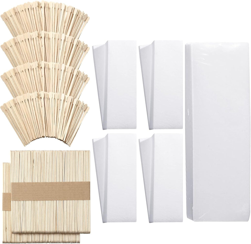 Ireer 1000 Pcs Wax Strips and Sticks Kit 500 Pcs Non Woven Waxing Strips 500 Pcs Assorted Applicator Sticks Soft Wooden Facial Body for Eyebrow Hair Removal Spa Home Women Men Leg