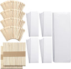 Ireer 1000 Pcs Wax Strips and Sticks Kit 500 Pcs Non Woven Waxing Strips 500 Pcs Assorted Applicator Sticks Soft Wooden Facial Body for Eyebrow Hair Removal Spa Home Women Men Leg