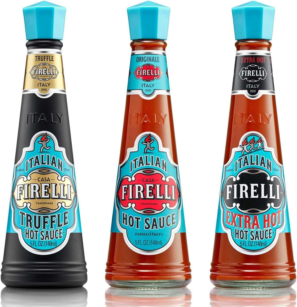 FIRELLI Italian Hot Sauce VARIETY 3 PACK: 1 Original, 1 Truffle, 1 Extra Hot