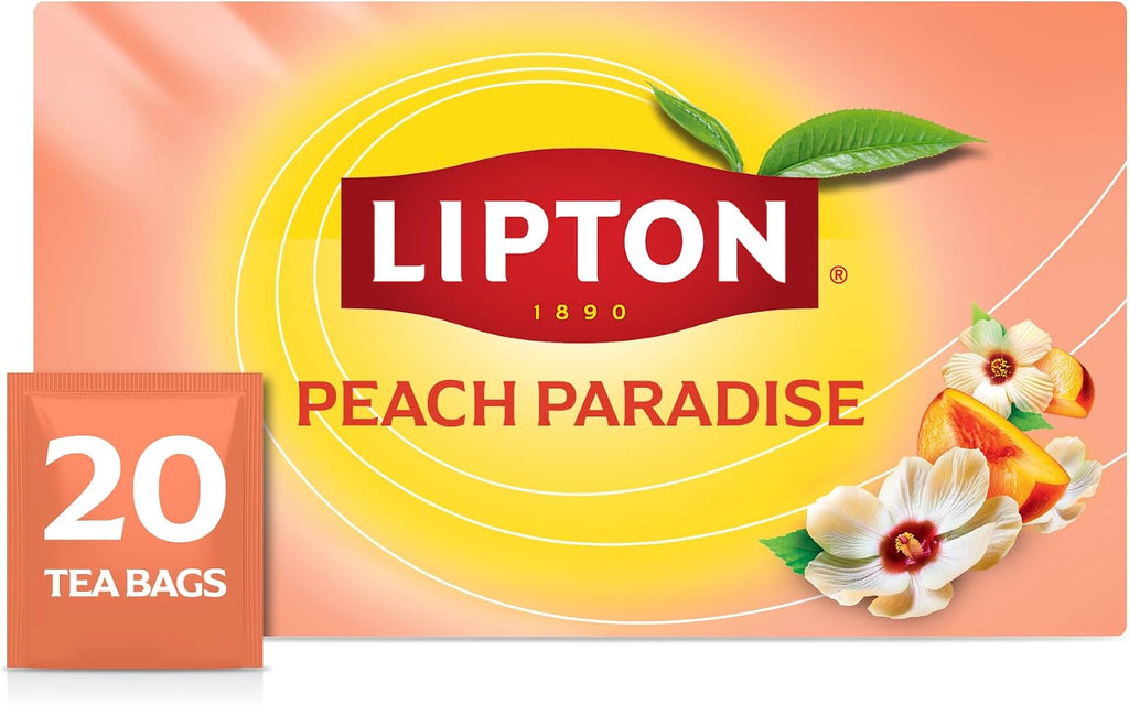 Lipton Peach Paradise Tea Bags, caffeine free Tea, Fruit and Herbal Tea, Individually Wrapped, 20 Tea Bags
