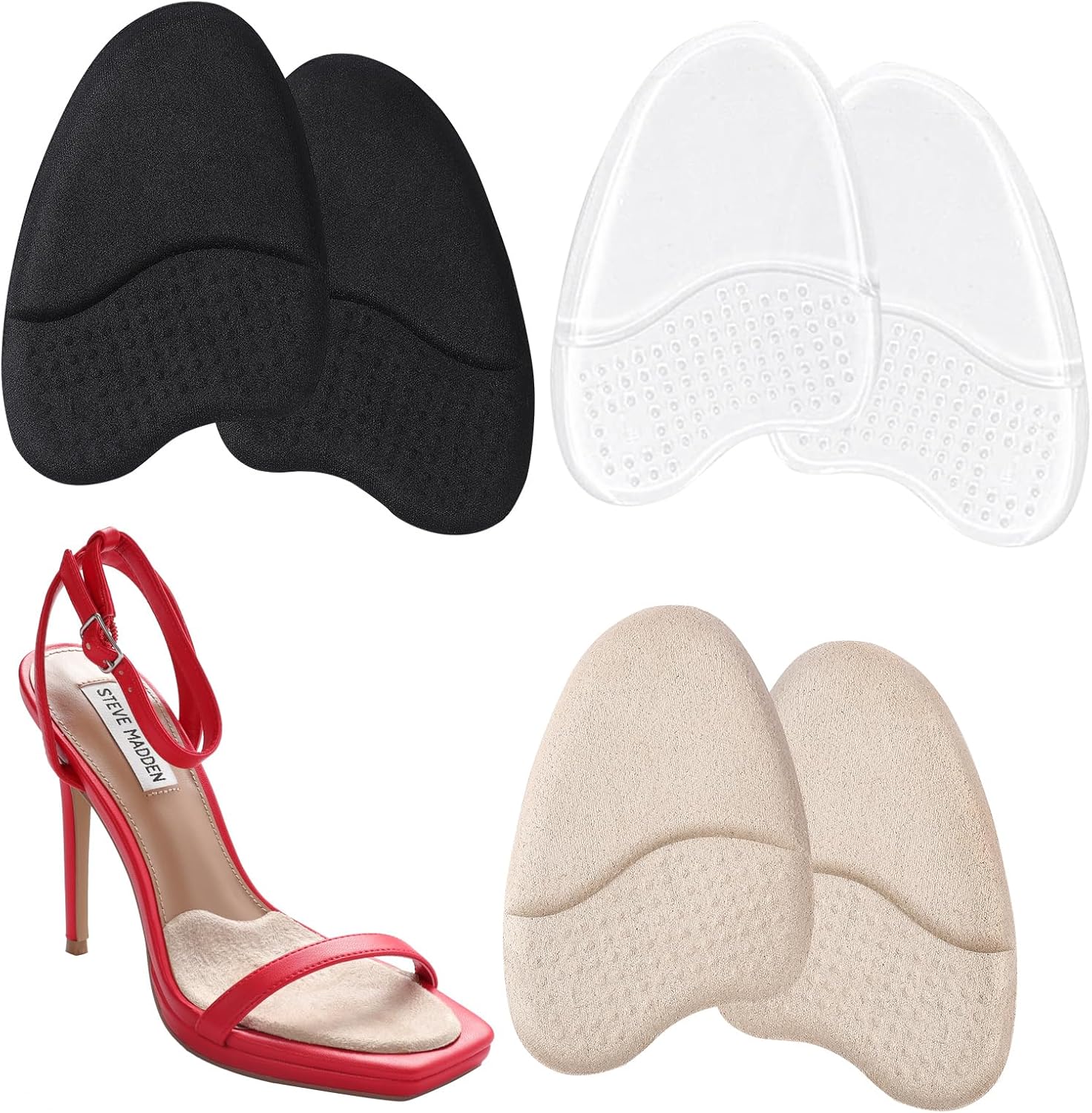 Metatarsal Pads Women, High Heel Comfort Pads, Ball of Foot Cushions for Women, Shoe Insoles, Heel Pads for Stop Feet from Sliding Forward,Shoe Grips for Inside of Shoes