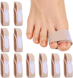 10 Pcs Hammer Toe Straightener Reusable Broken Buddy Wraps Toe Corrector Hammertoe Bandages Support Protection Splints Cushioned for Women Men Overlapping Crooked Curled Bent (Beige)