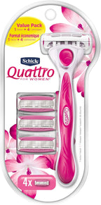 Schick Quattro Womens Value Pack with 1 Razor and 4 Razor Blade Refills
