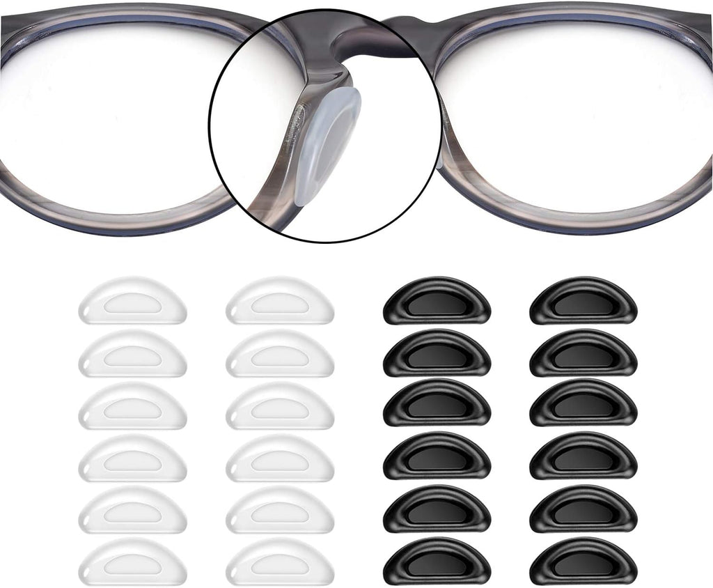 SMARTTOP Adhesive Nose Pad, 20 Pairs Eyeglass Nose Pads Stick On Silicone Anti-Slip for Glasses Sunglasses Thin Nose Pads Eyeglasses (10-Black & 10-Clear)