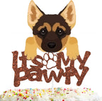 Dog Cake Topper Happy Birthday Puppy Theme Brown Glitter Party Decor Picks for Pet Dog Birthday Party Decorations Supplies