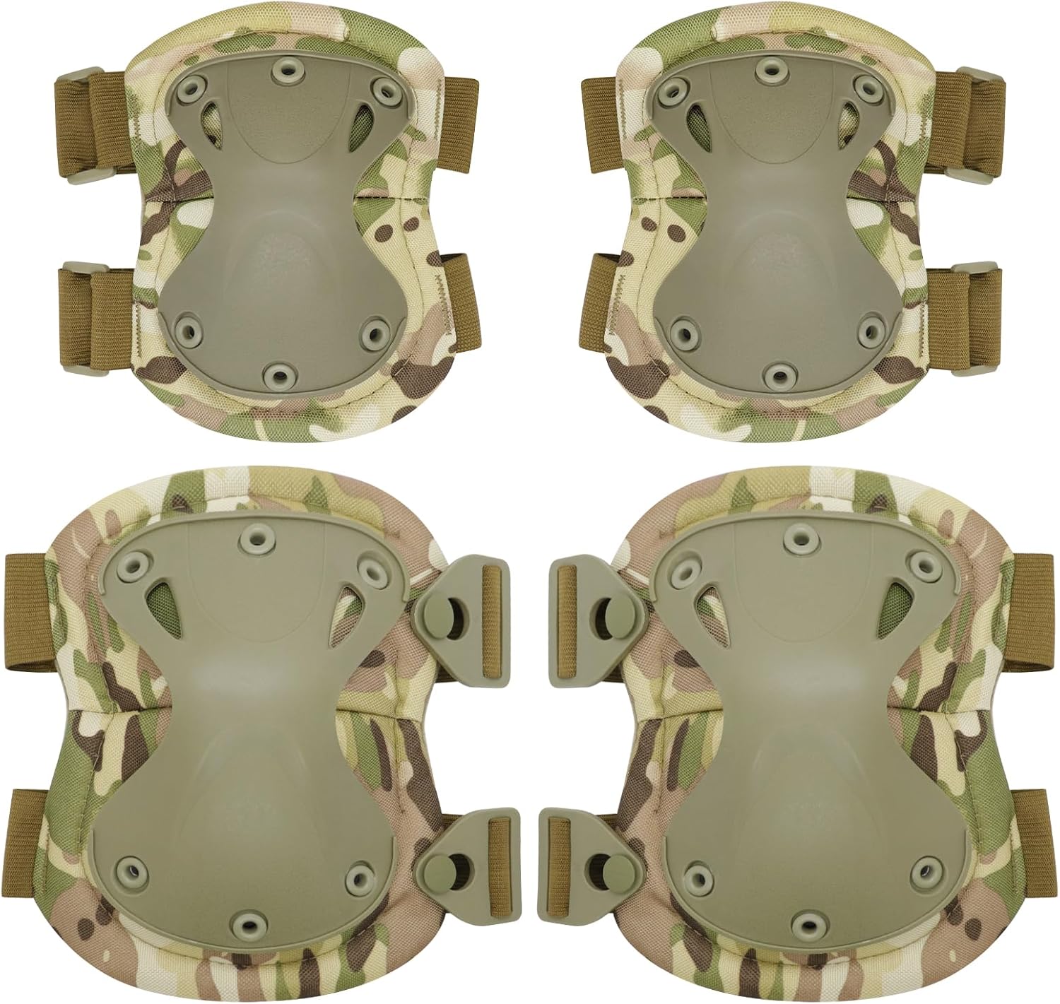 Qavctw Tactical Knee and Elbow Pads Set Protective Gear Knee Pads for Outdoor Sports Combat Paintball CS Cycling Skateboarding Skate Safety Guards Pads