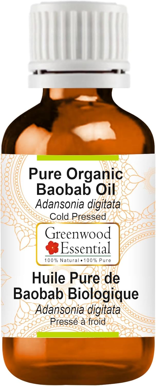 Greenwood Essential Organic Baobab Oil (Adansonia digitata) | Cold Pressed | Natural | Undiluted | For Diluting Essential Oils | For Skin & Massage | Men & Women | 15ml (0.50 oz)