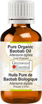 Greenwood Essential Organic Baobab Oil (Adansonia digitata) | Cold Pressed | Natural | Undiluted | For Diluting Essential Oils | For Skin & Massage | Men & Women | 15ml (0.50 oz)