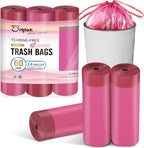 JOYEUX 2.6 Gallon Small Trash Bags Bathroom, Thickened Drawstring Mini Garbage Bags for Home, Office, Kitchen, 60 Count