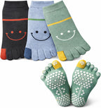 Soxsense Cute Pilates Toe Socks with Grips Non-Slip Five Finger Yoga & Barre Workout Socks, A Fun Gift for Happy Healthy Feet