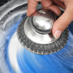 Stainless Steel Round Handle Steel Wire Ball Cleaning Brush with Ergonomic Handle for Kitchen Dishwashing Bowl Brush
