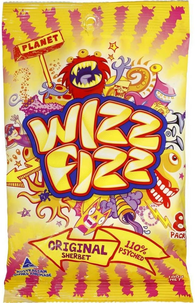Sour and Sweet Wizz Fizz Sherbet Candy - 8 Serving Sizes Per Package - 100g Net