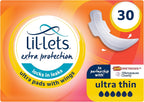 Lil-Lets Extra Protection Ultra Pads X 30 (3 Pack), with Wings, for Extremely Heavy Flow Periods and Perimenopause