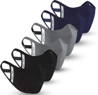 Safe+Mate x Case-Mate - Cloth Face Mask - Washable & Reusable - Adult L/XL - Cotton - Includes Filter - 6 Pack - Black/Navy/Gray