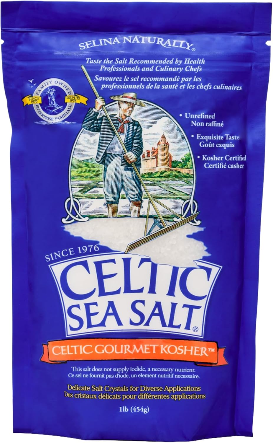 Celtic Sea Salt Kosher – Unrefined Sea Salt, Chef Trusted, Sustainably Harvested, GMP Certified – Cooking, Baking, Meat Seasoning, Pasta Water – 1 lb Resealable Bag